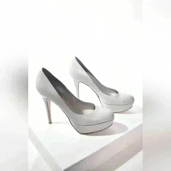 NWOB GIANVITO  ROSSI Dove Grey Smooth Calf Leather Platform Pumps 38.5 Italy - Picture 4 of 9